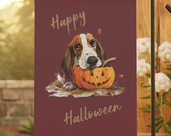 Halloween Coonhound Dog and Pumpkin Garden & House Banner / Halloween House Banner / Halloween Dog and Pumpkin Yard Flag / Halloween Decor