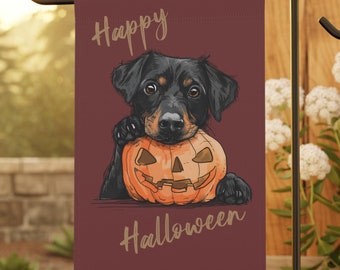 Halloween Hovawart Dog and Pumpkin Garden & House Banner / Halloween House Banner / Halloween Dog and Pumpkin Yard Flag / Halloween Decor