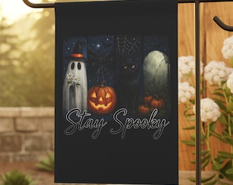 Halloween Garden Flag, Spooky Fall Outdoor Decor, Stay Spooky Banner, House Yard Decoration, Garden & House Banner