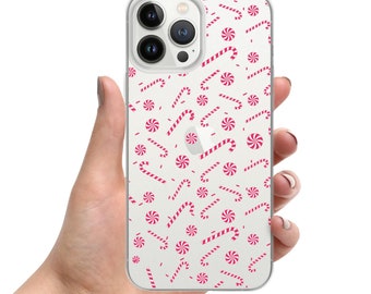 Christmas Candy iPhone® Clear Case for iPhone® 7/8  / 11 / 12 / 13 / 14 / 15 / pro / pro max / plus / candy cane / peppermint stripe