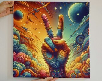 Peace Sign, digital wall art, digital download, digital print, peace out, vibrant, colorful, dorm wall decor, painting, dorm
