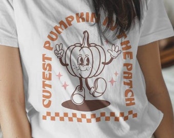 Cutest Pumpkin In The Patch T-Shirt - Fall Season Tee, Retro Autumn Shirt, Halloween Shirt, Cute Pumpkin Shirt Gift