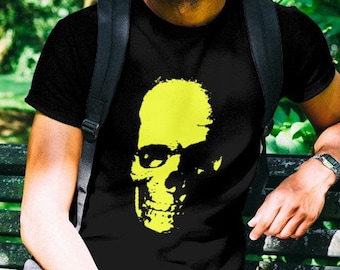 Halloween skull Unisex Heavy Cotton Tshirt / spooky Halloween skull tshirt / Halloween tee / skull tee / skull gift