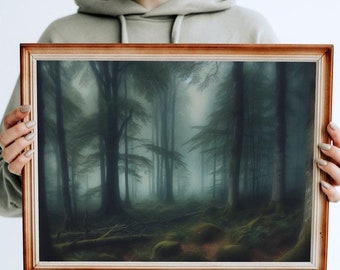 Into The Woods digital wall art / printable wall art / digital print / foggy forest print / misty forest wall art / digital download