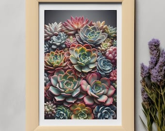 Succulents digital wall art / succulent print / vibrant and colorful succulents / printable floral / digital plants / printable wall art