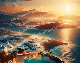 Mykonos At Sunset digital wall art / art print / landscape digital print / sunset digital print / printable landscape / printable wall art