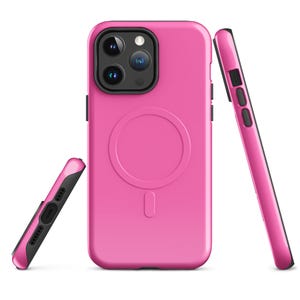 Hot Pink MagSafe® tough case for iPhone® 14, 14 Plus, 14 Pro, 14 Pro Max, 15, 15 Plus,  15 Pro, 15 Pro Max, 16, 16+, 16 Pro, 16 Pro Max