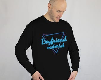 Boyfriend Material Long Sleeve Tee, Men's Graphic Shirt, Casual Cotton Top, Gift - Unisex Ultra Cotton Long Sleeve Tee, Men's Shirt