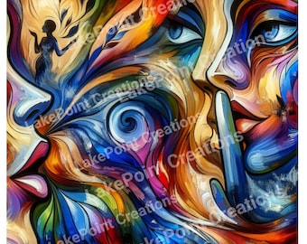 Tripping the Light Fantastic: A Vivid Dance of Color and Emotion digital wall art