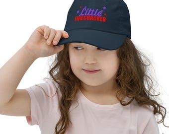 Little Firecracker Kids Hat / Embroidered Youth Baseball Cap / Patriotic Toddler Gift / 4th of July / Child's Accessory