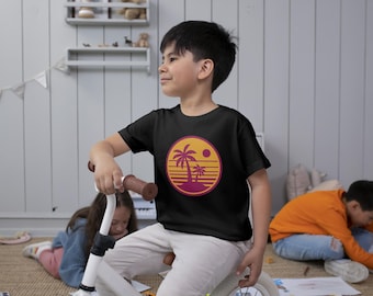 Tropical Sunset Kids Tee / Summer Kids Shirt / Beach Vibe Tee / Vacation Apparel / Gift for Young Nature Lovers / back to school