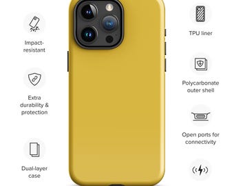 Safety Yellow iPhone Tough Case / iPhone 15 14 13 12 11 / Plus / Pro / Pro Max / mini / Rugged Shockproof Dual-Layer Protection