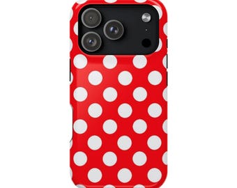 Samsung / iPhone Impact-Resistant Case / Red and White Polka Dot / Durable / Stylish / Fun Gift / Cute Accessories