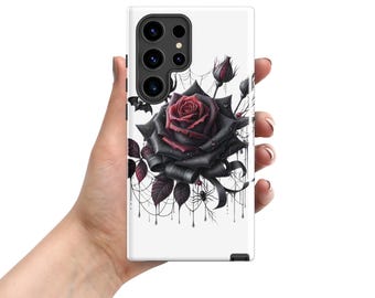 Black Rose Tough case for Samsung®  S10 S20 S21 S22 S23 S24 / Ultra / Plus