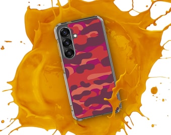 Red Camo Samsung® Case / Pink Camouflage Phone Cover for Samsung® 10 20 21 22 23 24 25 / Aesthetic Trendy Clear Bumper Case / Gift for Her