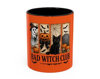 Bad Witch Club Mug / Witch Coffee Cup / Spooky Season Mug / Halloween Coffee Mug- Accent Mug (11oz / 15oz) / Fall Drinkware, Novelty Tea Cup