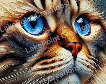 Cat with Blue Eyes digital wall art / printable wall art / digital print / cat picture / animal art / cat  lover / cat art / downloadable