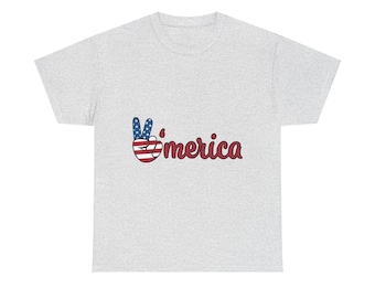 Peace Love 'Merica T-Shirt / Patriotic USA Flag Tee for 4th of July, Memorial Day, Summer BBQ / Red White and Blue Shirt