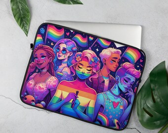 Vibrant LGBTQ+ Pride Laptop Sleeve – Bold, Colorful Protection for 13 and 15 Inch Devices, Celebrate Diversity & Style with Every Carry!