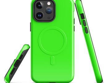 MagSafe® iPhone Case in Safety Green / Tough Protective Bumper Cover for iPhone 16 15 14 Plus Pro Max / Heavy Duty Shockproof Case