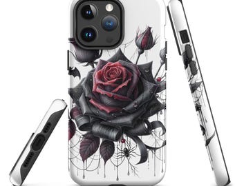 Black Rose MagSafe® tough case for iPhone® 14 / 15 /16 / Plus / Pro / Pro Max