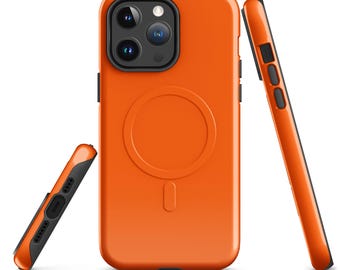 MagSafe® iPhone Case in Safety Orange / Tough Protective Bumper Cover for iPhone 16 15 14 Plus Pro Max / Heavy Duty Shockproof Case