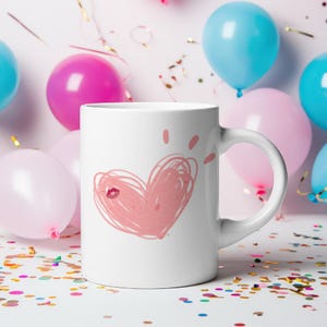 Valentine&#39;s Hearts Mug, Valentines Day Coffee Mug, Mug, Pink Hearts Coffee Mug, Valentines Kitchen, Gift for Her, I Love You Coffee Cup