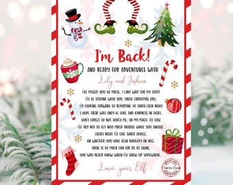 Editable Elf Arrival Letter Return Letter Christmas Elf I'm Back Elf Welcome Christmas Elf Letter From Your Elf Printable Template Corjl