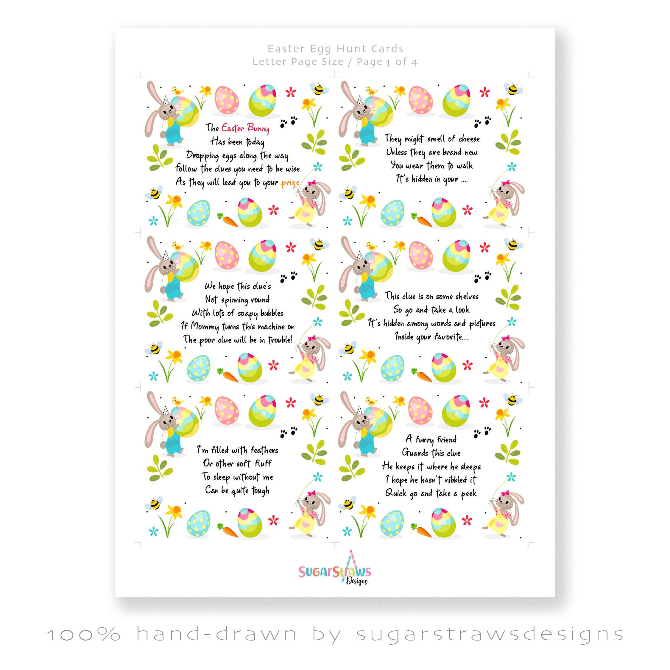 Editable Easter Egg Hunt Clue Cards 24 Rhyming Clues Easter Egg ...