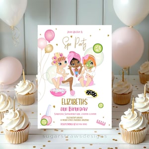 Invito per festa di compleanno modificabile per spa Invito per pigiama party per ragazze di compleanno Coccola Spa rosa Tween Teen Kids Download immediato Stampabile Corjl