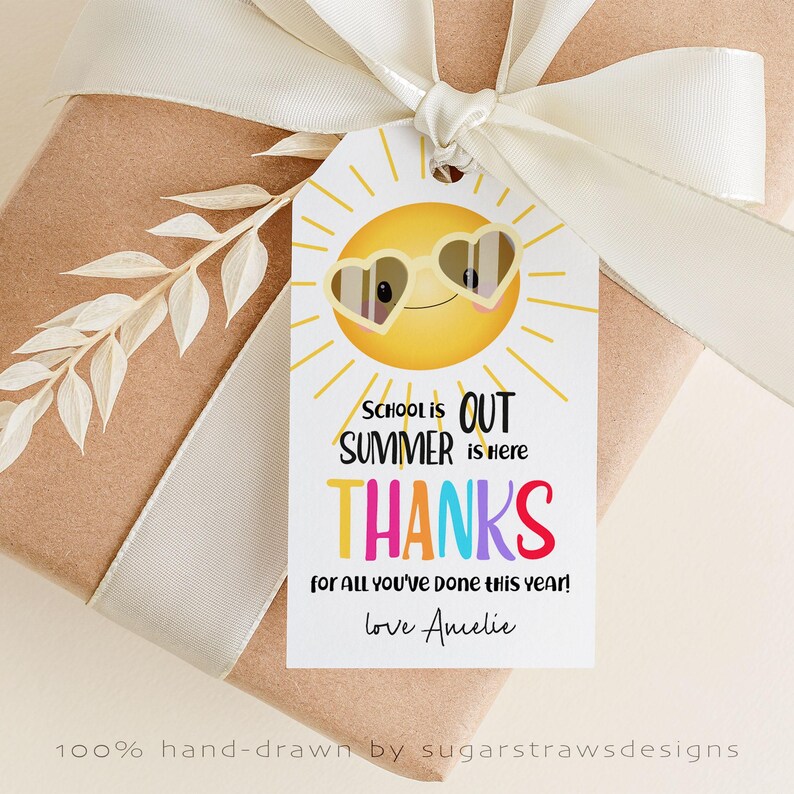 Editable Summer Teacher Appreciation Gift Tag End of School Year ...