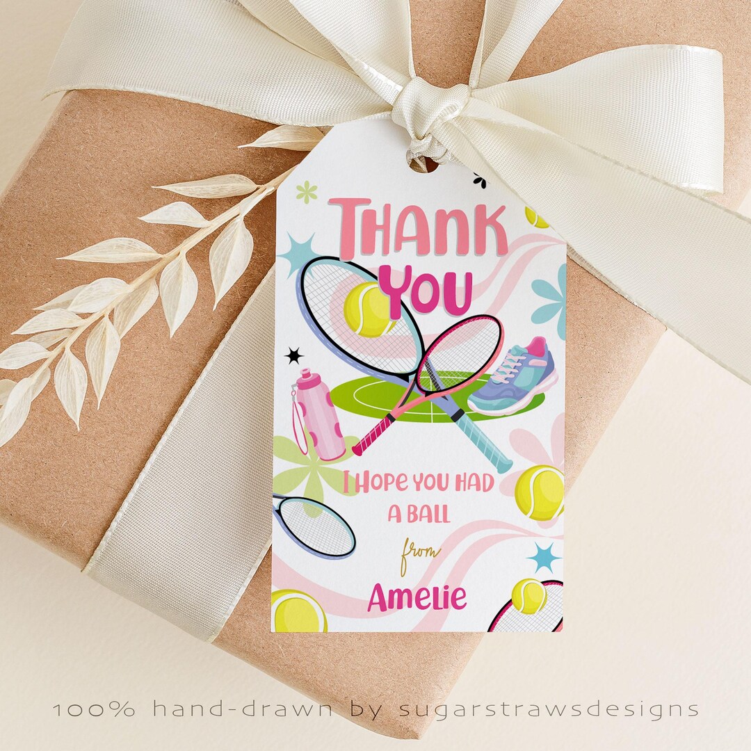 Editable Tennis Party Favor Tag Birthday Thank You Tag Gift Tag Sports ...
