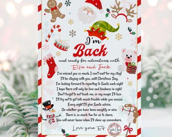 Editable Elf Arrival Letter Return Letter Christmas Elf I'm Back Elf Welcome Christmas Elf Letter From Your Elf Printable Template Corjl