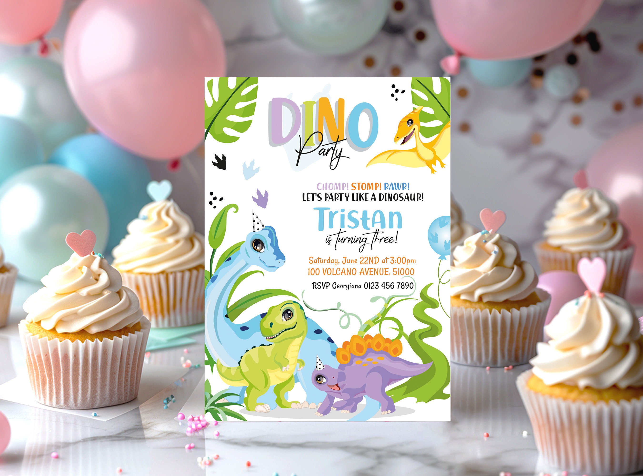 Vad Invitation Editable Dinosaur Birthday Invitation Boy Birthday Invite Blue Dino ...