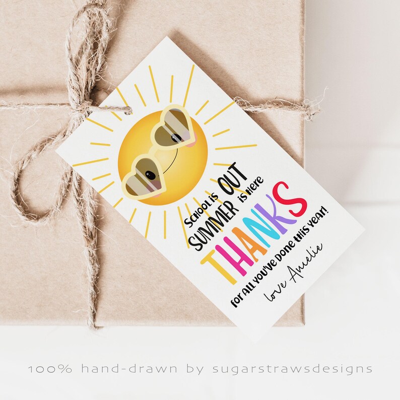Editable Summer Teacher Appreciation Gift Tag End of School Year ...