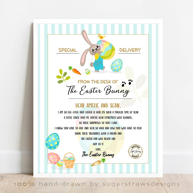 Editable Easter Bunny Letter Return Letter From the Desk of Easter ...
