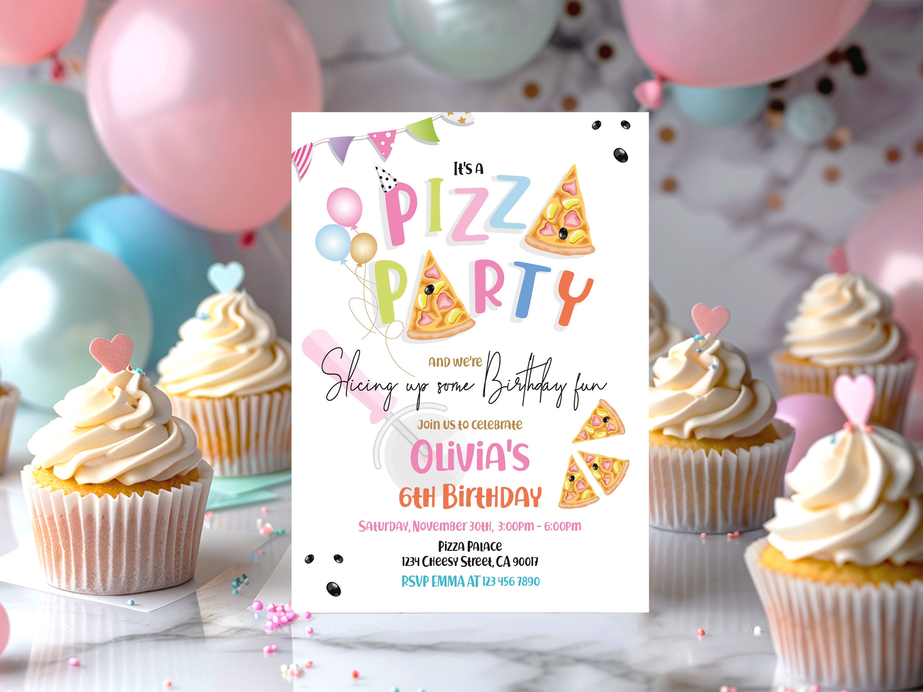 Editable Pizza Party Invitation Kids Invite Pizza Party Invite Birthday Girl Sleepover Food Kids All Ages Instant Download Printable Corjl