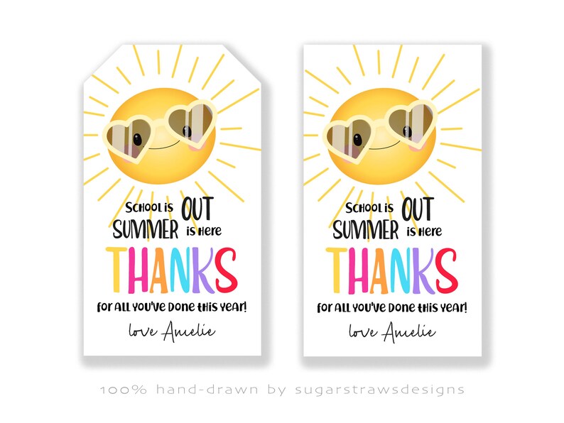 Editable Summer Teacher Appreciation Gift Tag End of School Year ...
