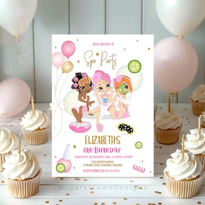 Editable Spa Party Birthday Invitation Birthday Girl Sleepover Invite Pamper Pink Spa Tween Teen Kids  Instant Download Printable Corjl