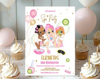 Editable Spa Party Birthday Invitation Birthday Girl Sleepover Invite Pamper Pink Spa Tween Teen Kids  Instant Download Printable Corjl