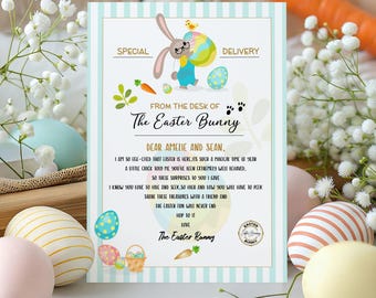 Editable Easter Bunny Letter Return Letter From The Desk Of Easter Bunny Letter Kids Easter Bunny Note Personalized Printable Template Corjl