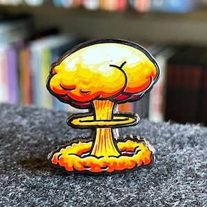 Mushroom Cloud with a BUTT Enamel Lapel Pin