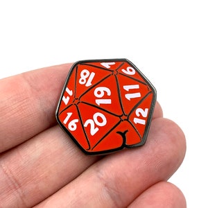 D20 "Back-Sided Die" Enamel Lapel Pin - Dungeons and Dragons Dice