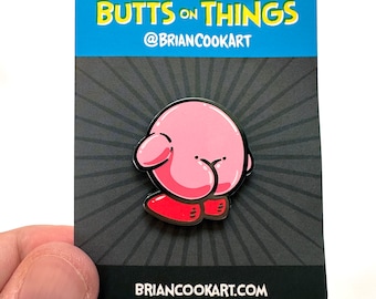 Kirby with a BUTT Enamel Lapel Pin