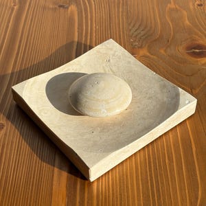 Marble Napkin Holder with Marble Weighted Ball, White or Beige, 5.60", Unique Design, Housewarming Gift, Home Accessories