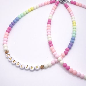 Kids Custom Beaded Name Necklace / Bright Colorful Bead Name Necklace / Childrens Jewelry / Girls Birthday Gift / Personalized Kids Necklace