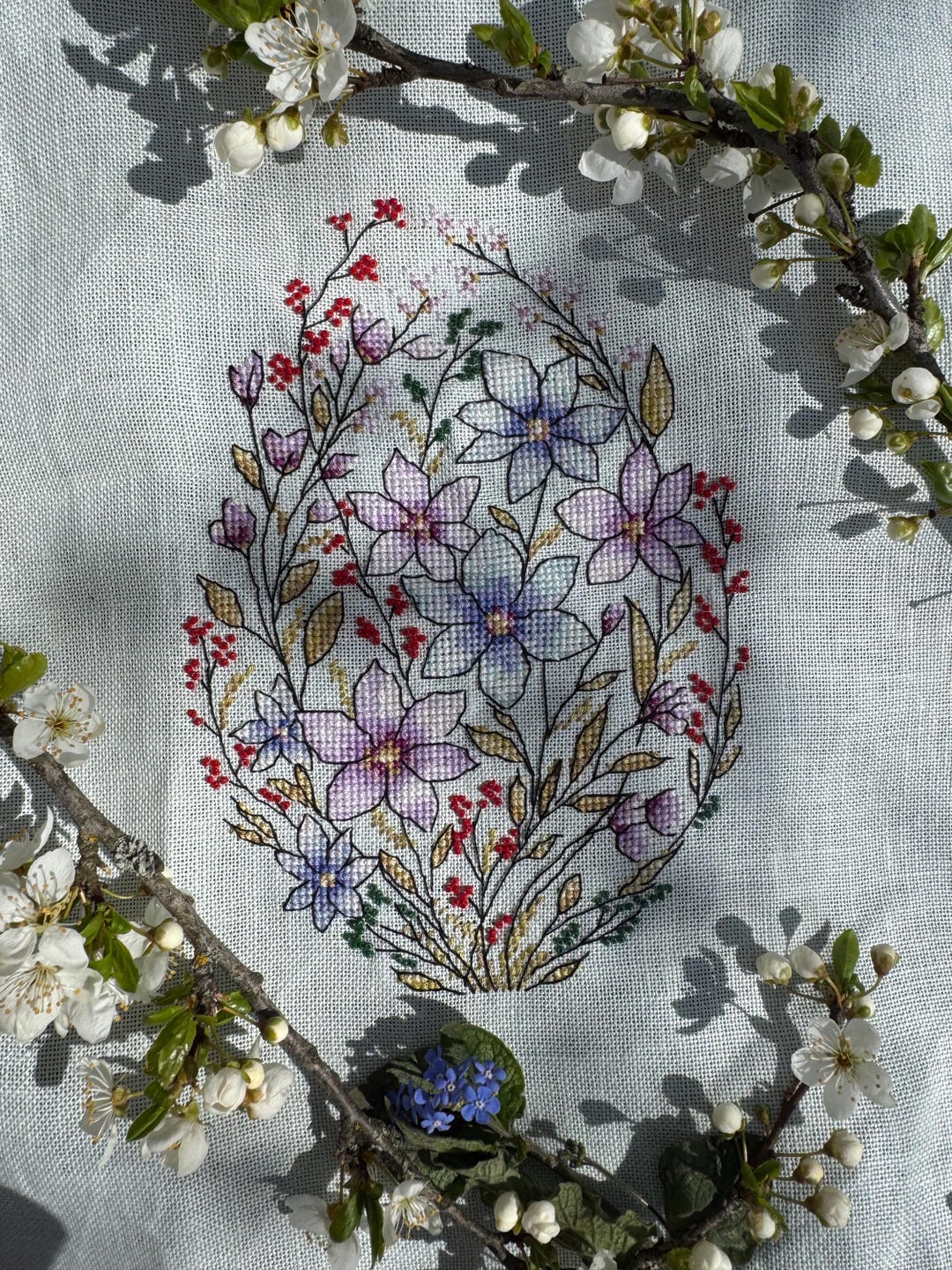 Floral Easter Egg Cross Stitch Pattern: Holiday Embroidery (PDF) - Etsy