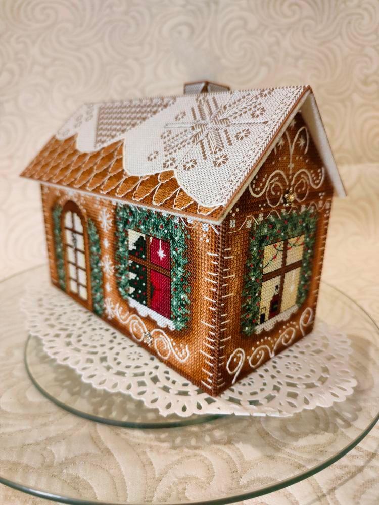 Gingerbread House 3D, cross stitch pattern, decorative stitches, present for Christmas, embroidery, Holiday hobbys,
