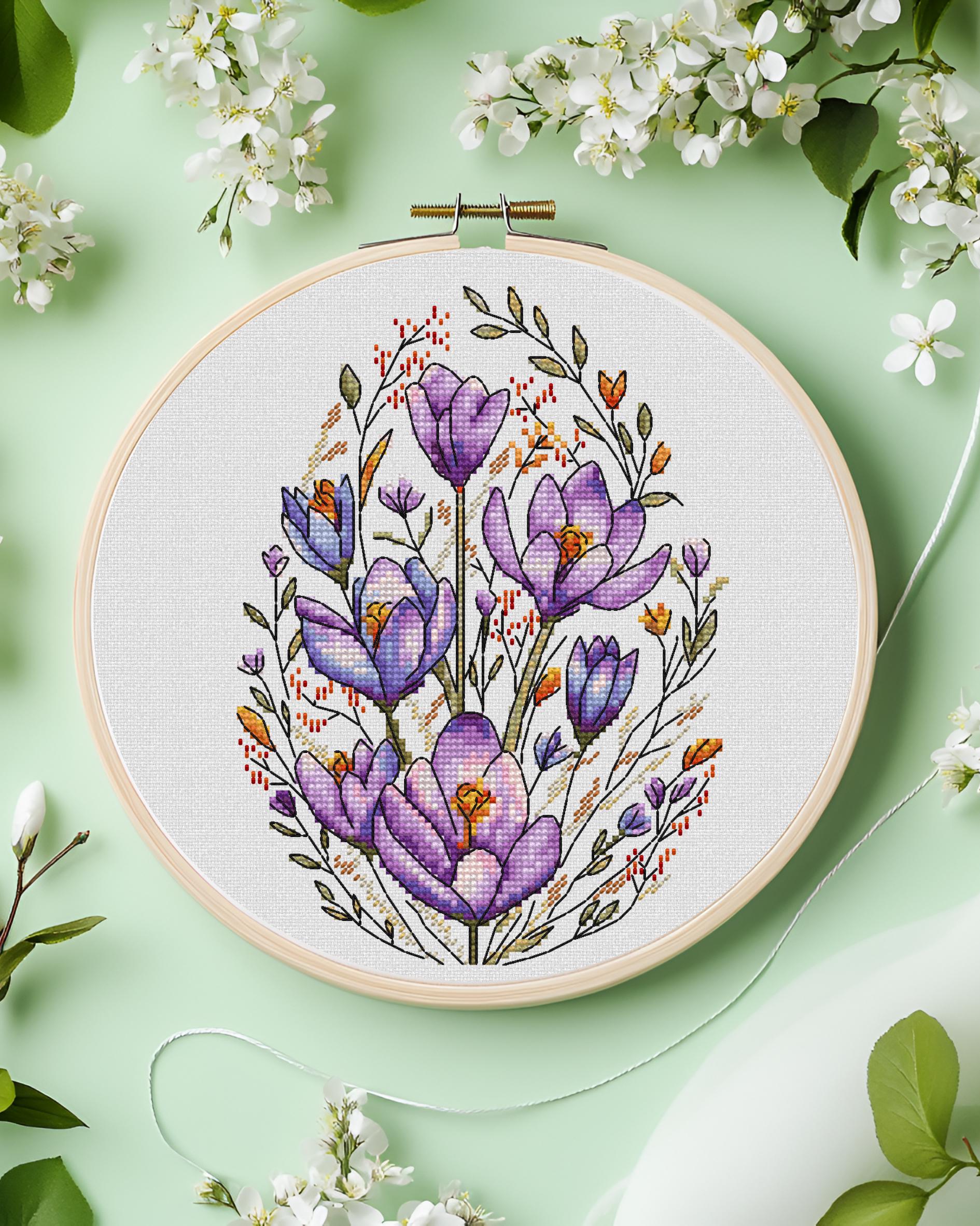 Floral Easter Egg Cross Stitch Pattern: Spring Holiday Embroidery ...
