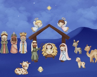 Nativity Scene Cross Stitch Pattern: Christmas Plastic Canvas (PDF)